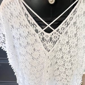 White lace swimsuit coverup